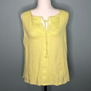 Rafaella Women Top Sz L Pale Lime Yellow Shirt Lace Sleeveless